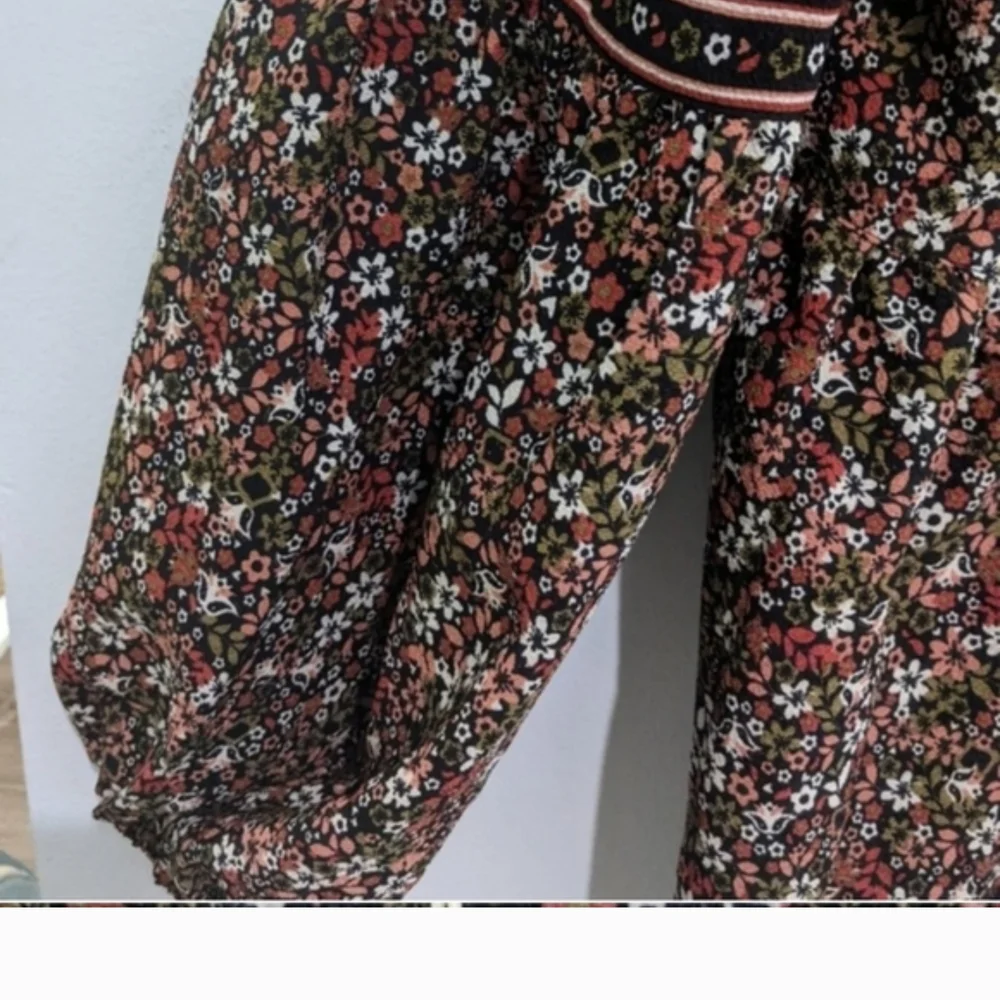 Max Studio Boho Floral Print Long Sleeve Top Cottagecore Size S* - Picture 5 of 16